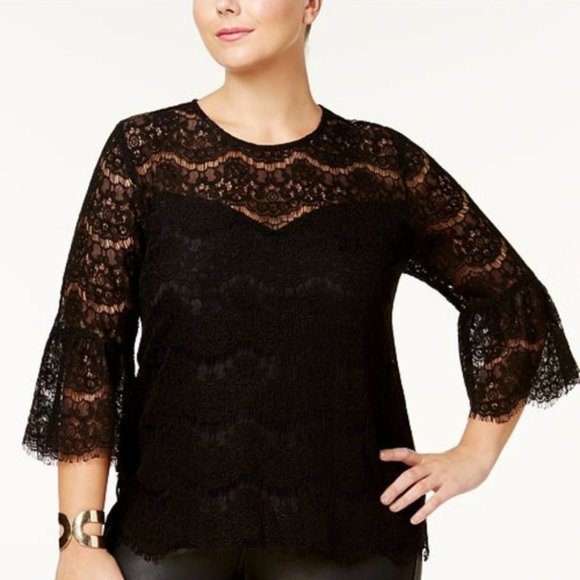 Monteau Tops - NWT lace black blouse